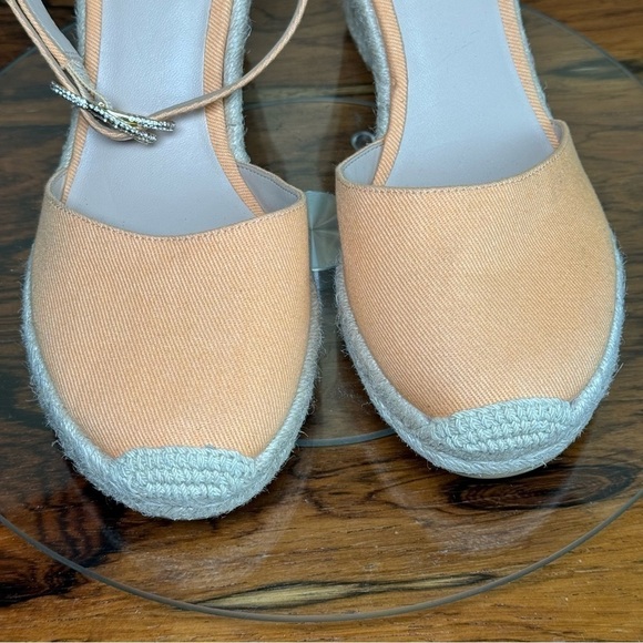 STUART WEITZMAN Mykonos canvas wedge espadrilles - orange mango - size 9 - Picture 5 of 15